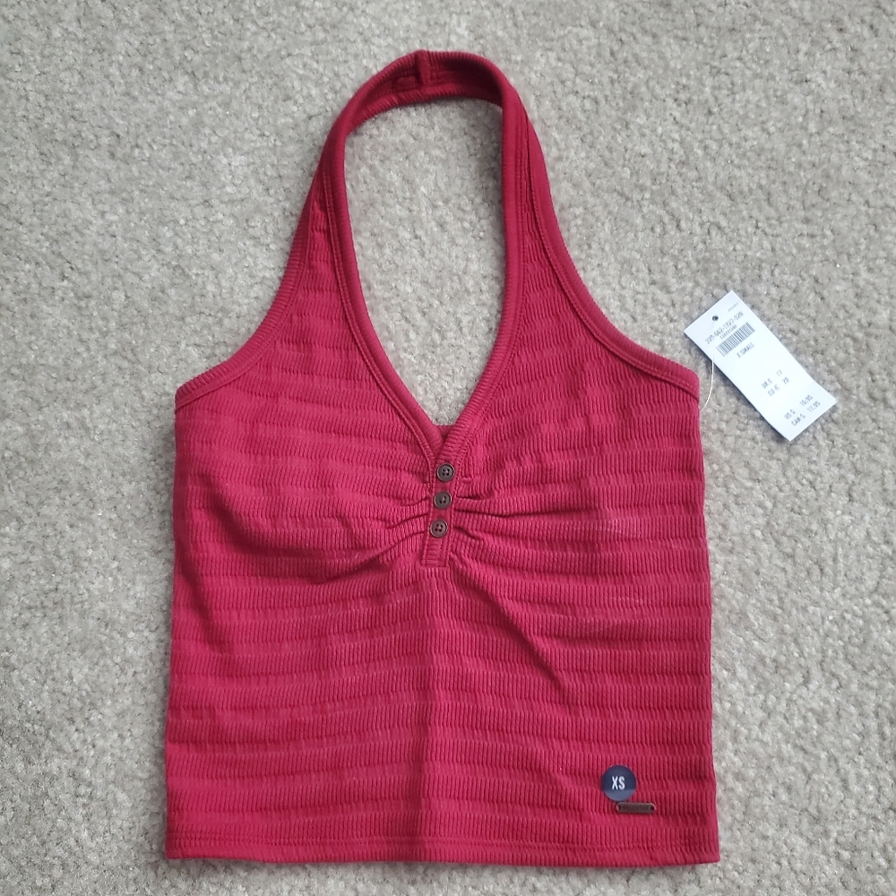 Hollister Halter Top - Ribbed Marroon NWT - XS